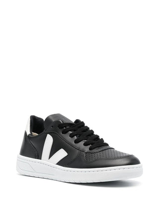 Veja V-10 Leather Trainer Black White