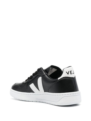 Veja V-10 Leather Trainer Black White
