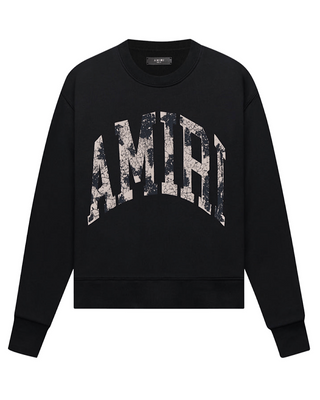 Amiri Collegiate Logo Crew Sweater Black